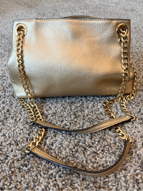 Michael Kors Handbags - Michael Kors Metallic Gold Leather Shoulder Bag with Chain Straps
